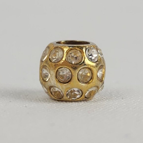 Persona 925 Sterling Silver Gold Overlay Crystal Stud Charm Bead - Picture 1 of 5